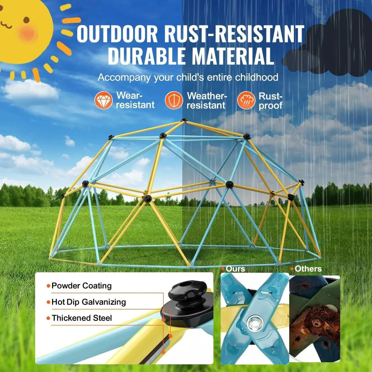 10FT Durable Steel Geometric Climbing Dome Jungle Gym - Omega Lifestyles