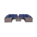12 - Piece Fully Assembled Brown Wicker Sectional Seating Group - Driftwood - Omega Lifestyles