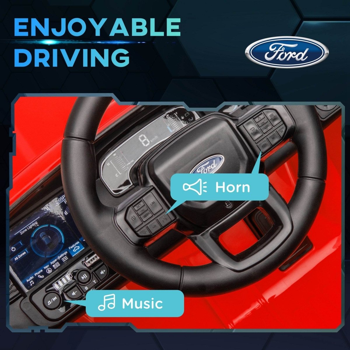 12V Licensed Ford Ranger Kids Electric Ride - On Truck - Driftwood - Omega Lifestyles