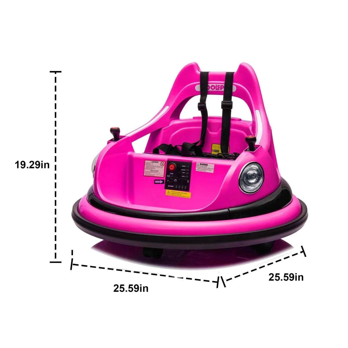12V Rose Pink Kids Ride-On Bumper Car With Remote Control - Omega Lifestyles