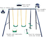 2-in-1 Backyard Swing Set With Belt Swing And Glider - Omega Lifestyles