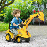 2 - In - 1 Kids Ride On Excavator With Pull Cart - Driftwood - Omega Lifestyles