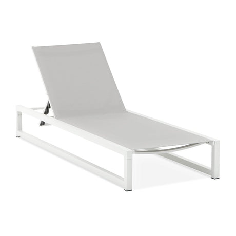 2 - Piece Adjustable Outdoor Aluminum Frame Textilene Chaise Lounge - Driftwood - Omega Lifestyles