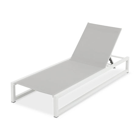2 - Piece Adjustable Outdoor Aluminum Frame Textilene Chaise Lounge - Driftwood - Omega Lifestyles
