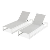 2 - Piece Adjustable Outdoor Aluminum Frame Textilene Chaise Lounge - Driftwood - Omega Lifestyles