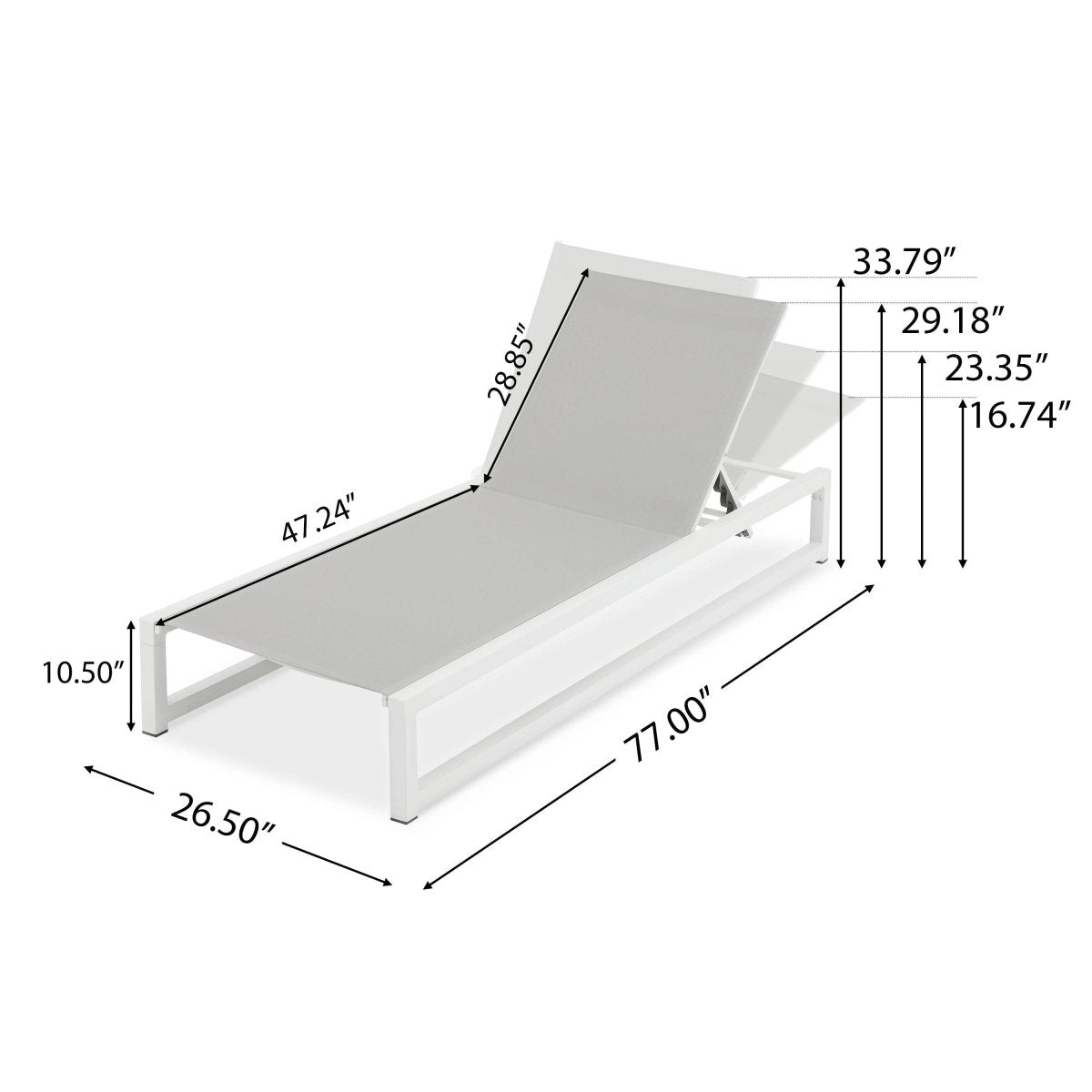 2 - Piece Adjustable Outdoor Aluminum Frame Textilene Chaise Lounge - Driftwood - Omega Lifestyles