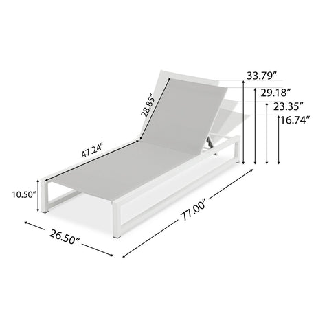 2 - Piece Adjustable Outdoor Aluminum Frame Textilene Chaise Lounge - Driftwood - Omega Lifestyles