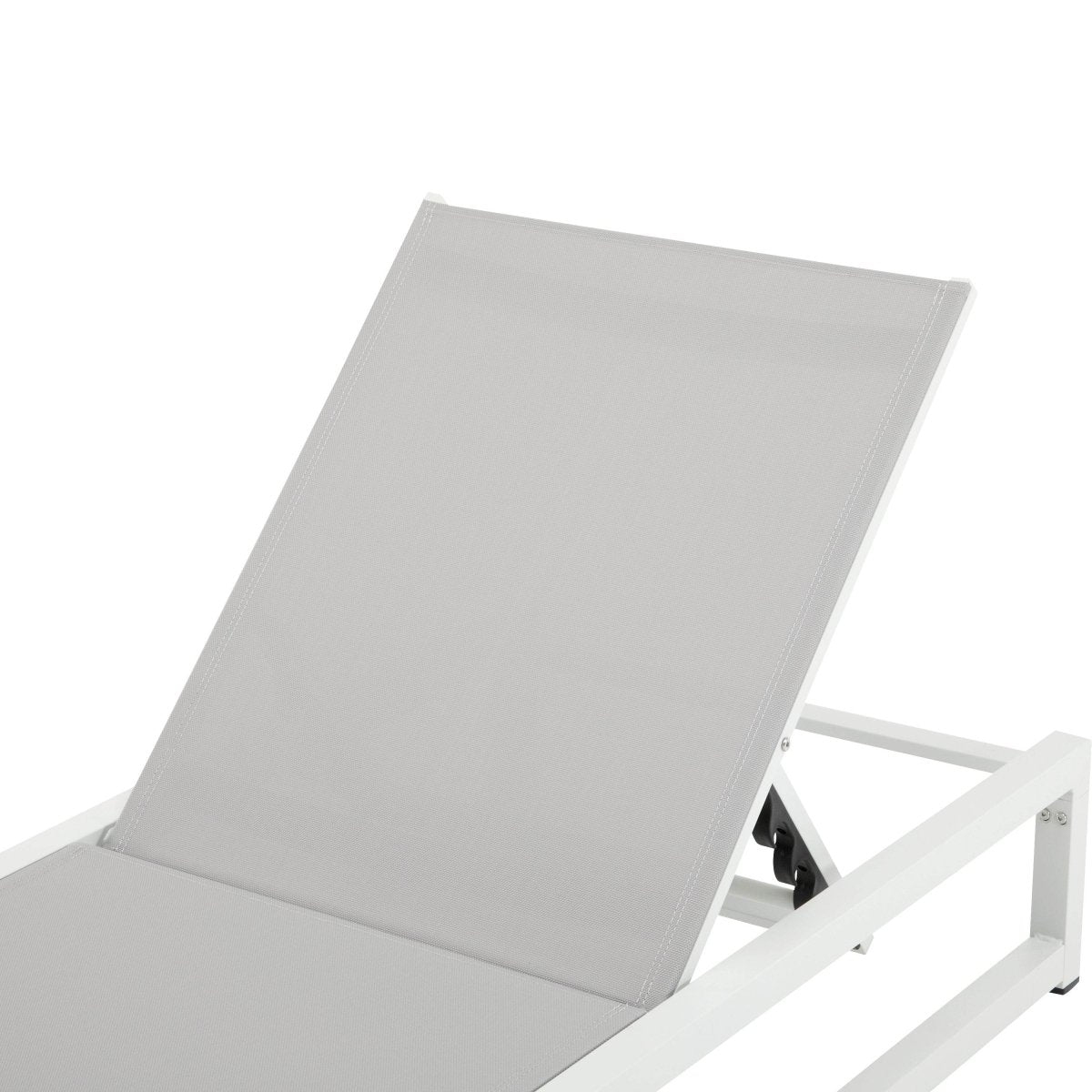 2 - Piece Adjustable Outdoor Aluminum Frame Textilene Chaise Lounge - Driftwood - Omega Lifestyles
