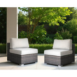 2 - Piece Minnesota Durable Aluminum HDPE Wicker Chair Set - Driftwood - Omega Lifestyles
