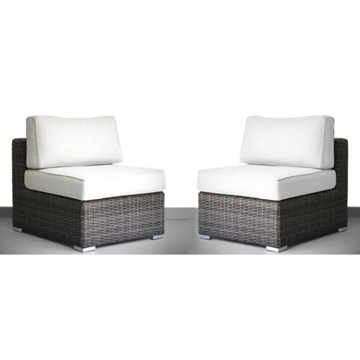 2 - Piece Minnesota Durable Aluminum HDPE Wicker Chair Set - Driftwood - Omega Lifestyles