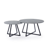 2-Piece Modern Round Scandinavian Nesting Coffee Table Set - Omega Lifestyles