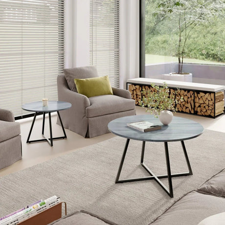 2-Piece Modern Round Scandinavian Nesting Coffee Table Set - Omega Lifestyles