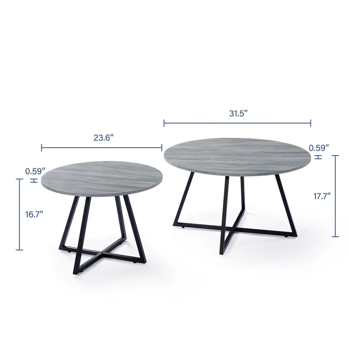 2-Piece Modern Round Scandinavian Nesting Coffee Table Set - Omega Lifestyles