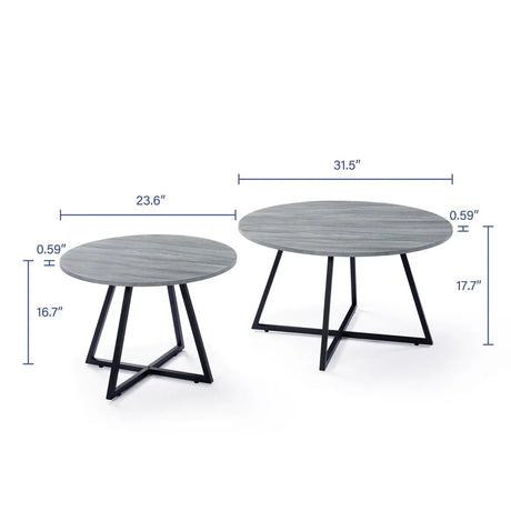 2-Piece Modern Round Scandinavian Nesting Coffee Table Set - Omega Lifestyles