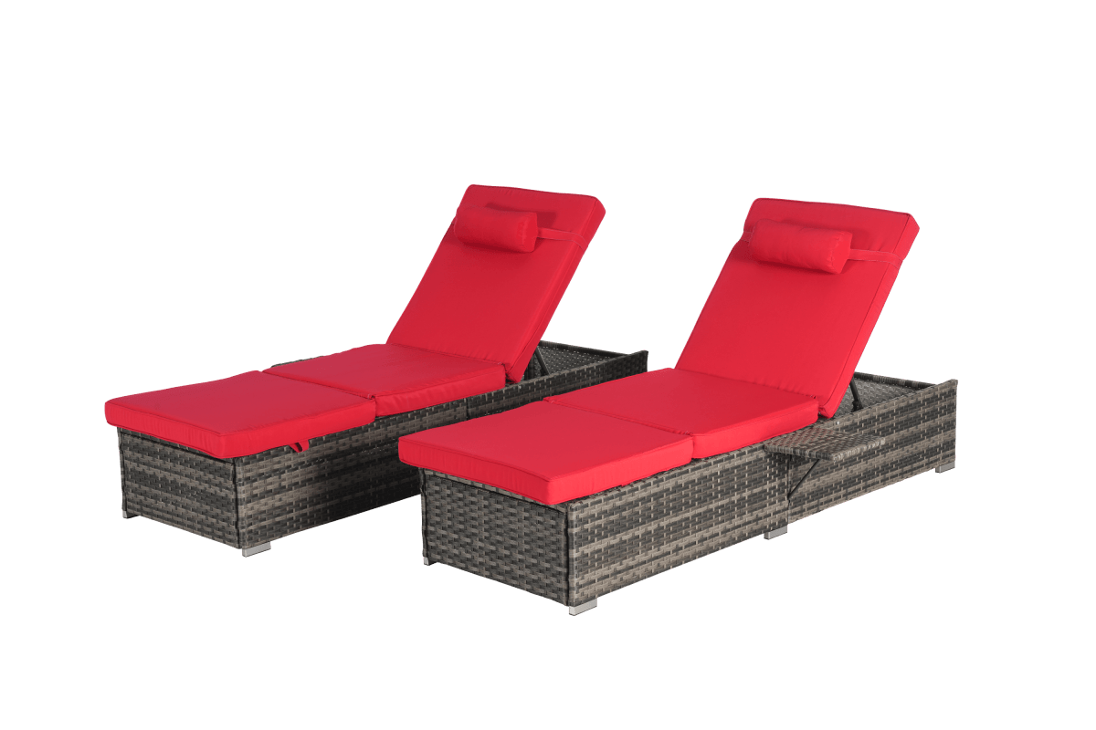 2-Piece Outdoor Rattan Chaise Lounge Chair Set - Omega Lifestyles