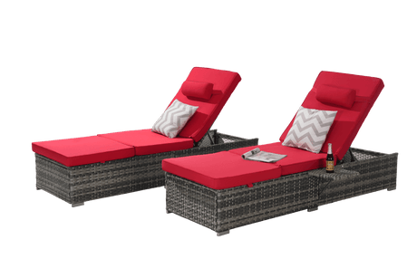 2-Piece Outdoor Rattan Chaise Lounge Chair Set - Omega Lifestyles