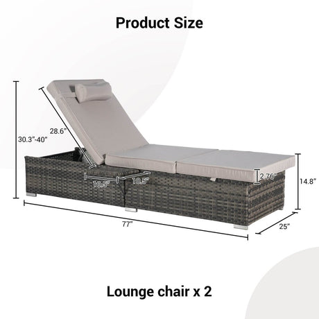 2-Piece Outdoor Rattan Chaise Lounge Chair Set - Omega Lifestyles