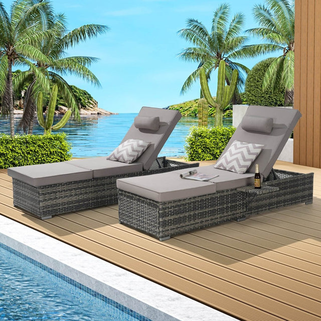 2-Piece Outdoor Rattan Chaise Lounge Chair Set - Omega Lifestyles
