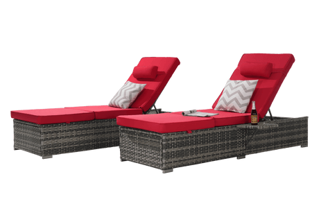 2-Piece Outdoor Rattan Chaise Lounge Chair Set - Omega Lifestyles