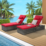 2-Piece Outdoor Rattan Chaise Lounge Chair Set - Omega Lifestyles
