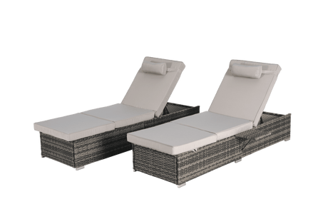 2-Piece Outdoor Rattan Chaise Lounge Chair Set - Omega Lifestyles