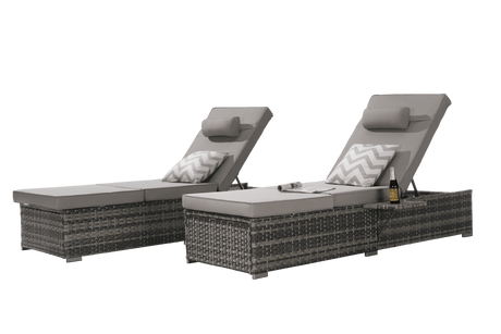 2-Piece Outdoor Rattan Chaise Lounge Chair Set - Omega Lifestyles