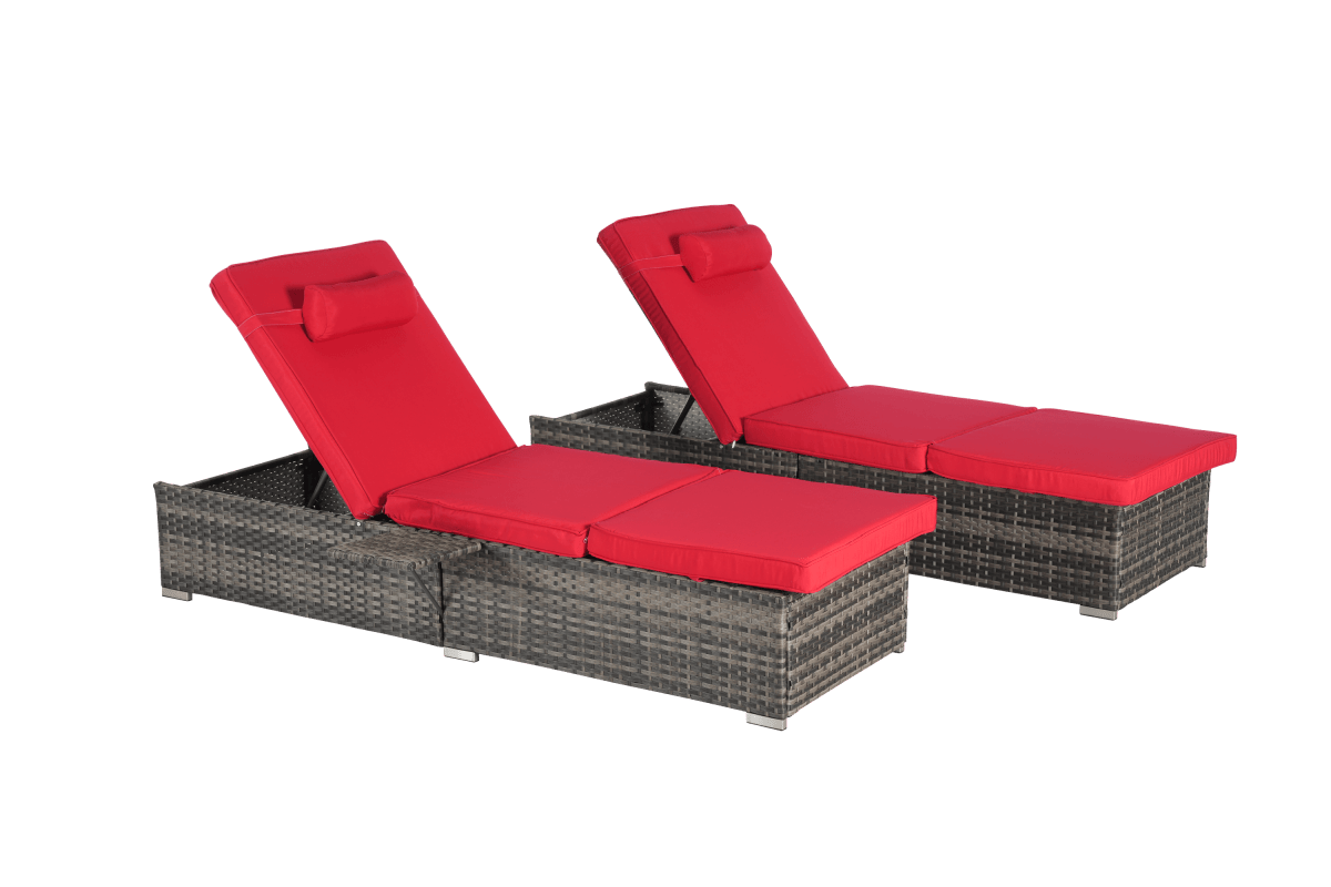 2-Piece Outdoor Rattan Chaise Lounge Chair Set - Omega Lifestyles