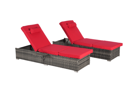 2-Piece Outdoor Rattan Chaise Lounge Chair Set - Omega Lifestyles