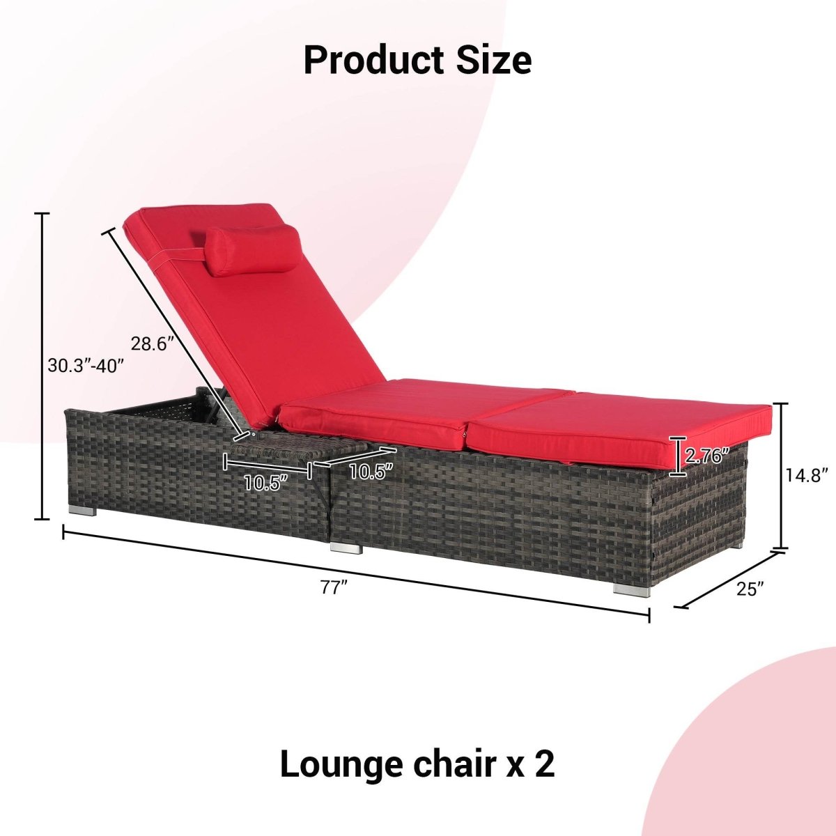 2-Piece Outdoor Rattan Chaise Lounge Chair Set - Omega Lifestyles