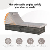 2-Piece Outdoor Rattan Chaise Lounge Chair Set - Omega Lifestyles