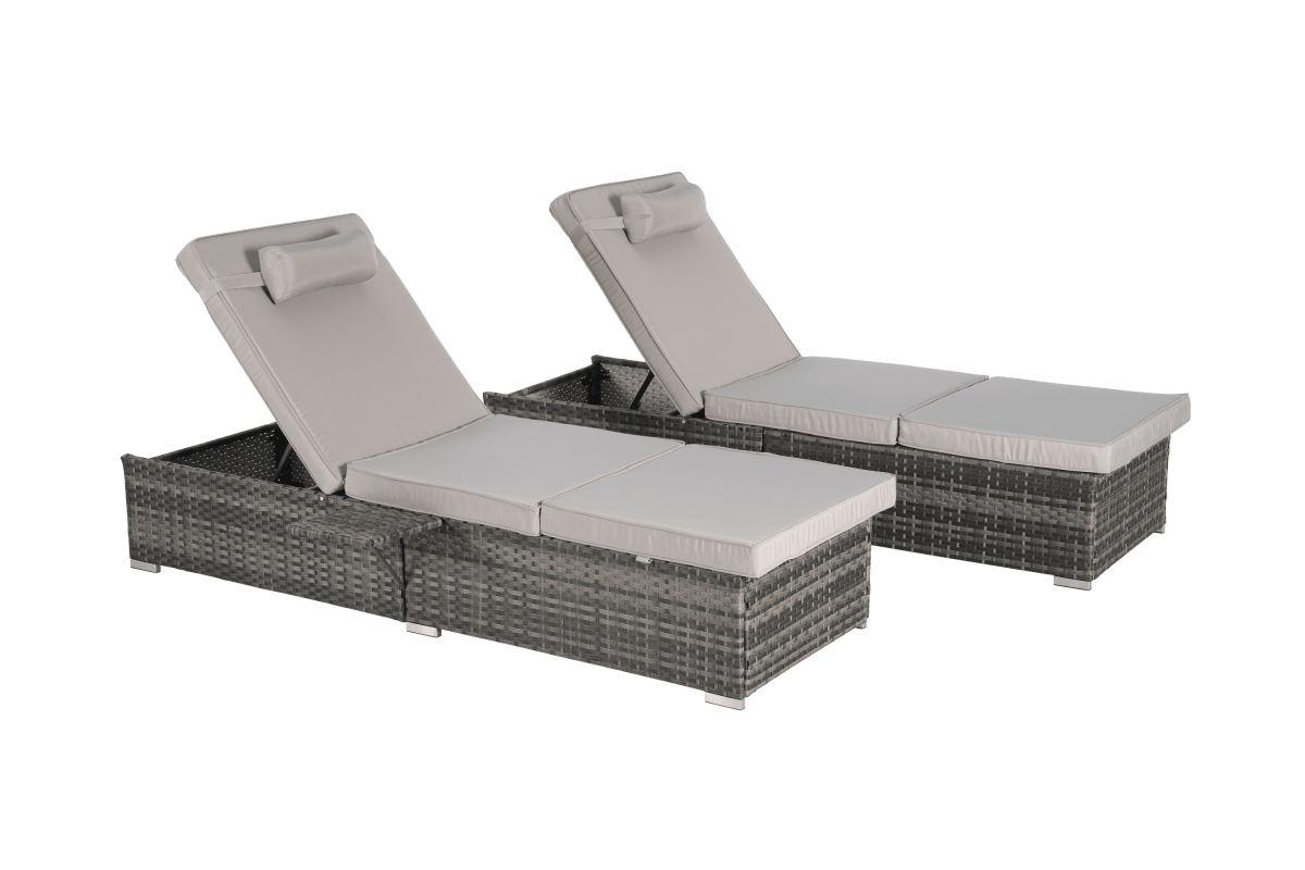 2-Piece Outdoor Rattan Chaise Lounge Chair Set - Omega Lifestyles