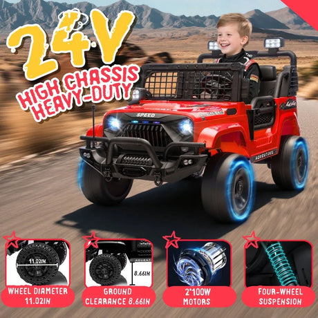 24V Two-Seater Kids Ride-On Electric Car With Remote Control - Omega Lifestyles