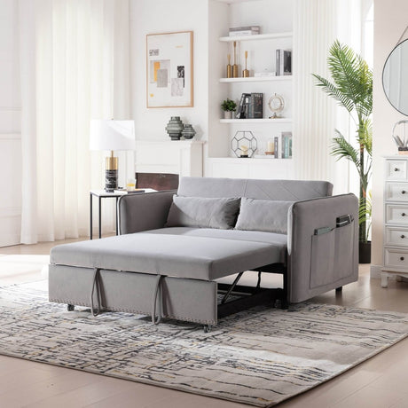 3 - in - 1 Convertible Velvet Sleeper Futon Sofa Bed - Driftwood - Omega Lifestyles