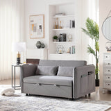 3 - in - 1 Convertible Velvet Sleeper Futon Sofa Bed - Driftwood - Omega Lifestyles