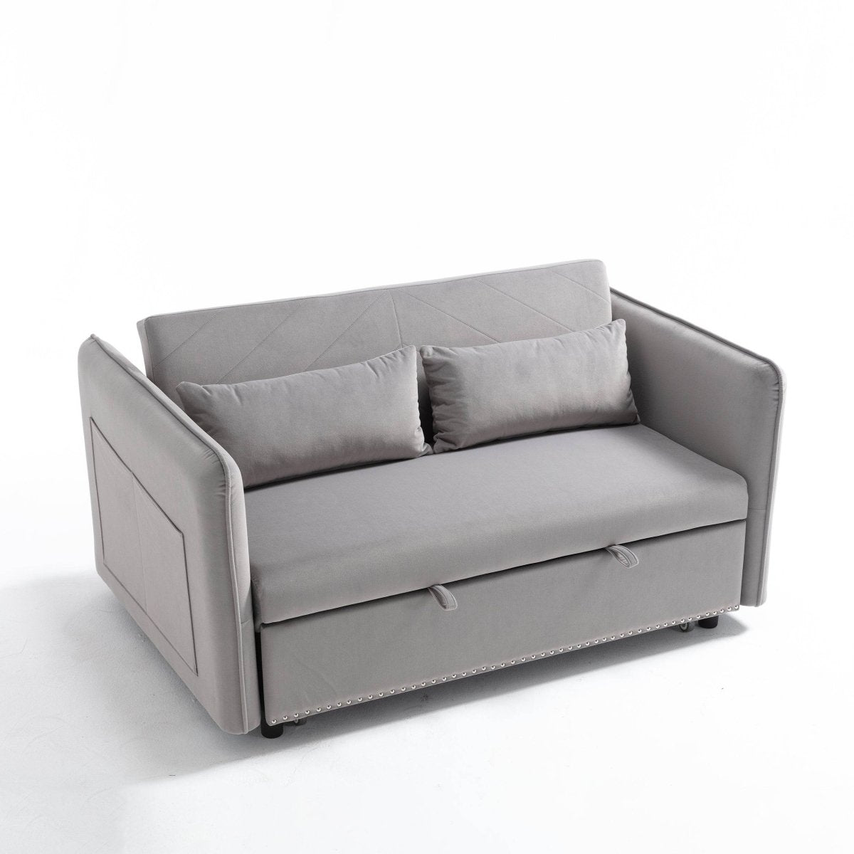 3 - in - 1 Convertible Velvet Sleeper Futon Sofa Bed - Driftwood - Omega Lifestyles