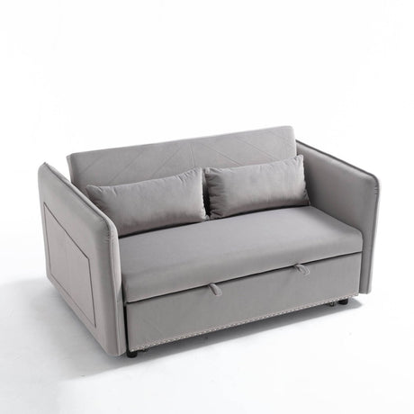 3 - in - 1 Convertible Velvet Sleeper Futon Sofa Bed - Driftwood - Omega Lifestyles