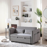 3 - in - 1 Convertible Velvet Sleeper Futon Sofa Bed - Driftwood - Omega Lifestyles