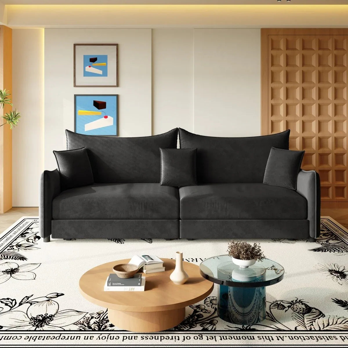 3-in-1 Convertible Velvet Sleeper Sofa Bed With Pillows - Omega Lifestyles