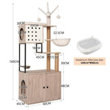 3 - in - 1 Space - Saving Cat Tree With Litter Box Enclosure - Driftwood - Omega Lifestyles