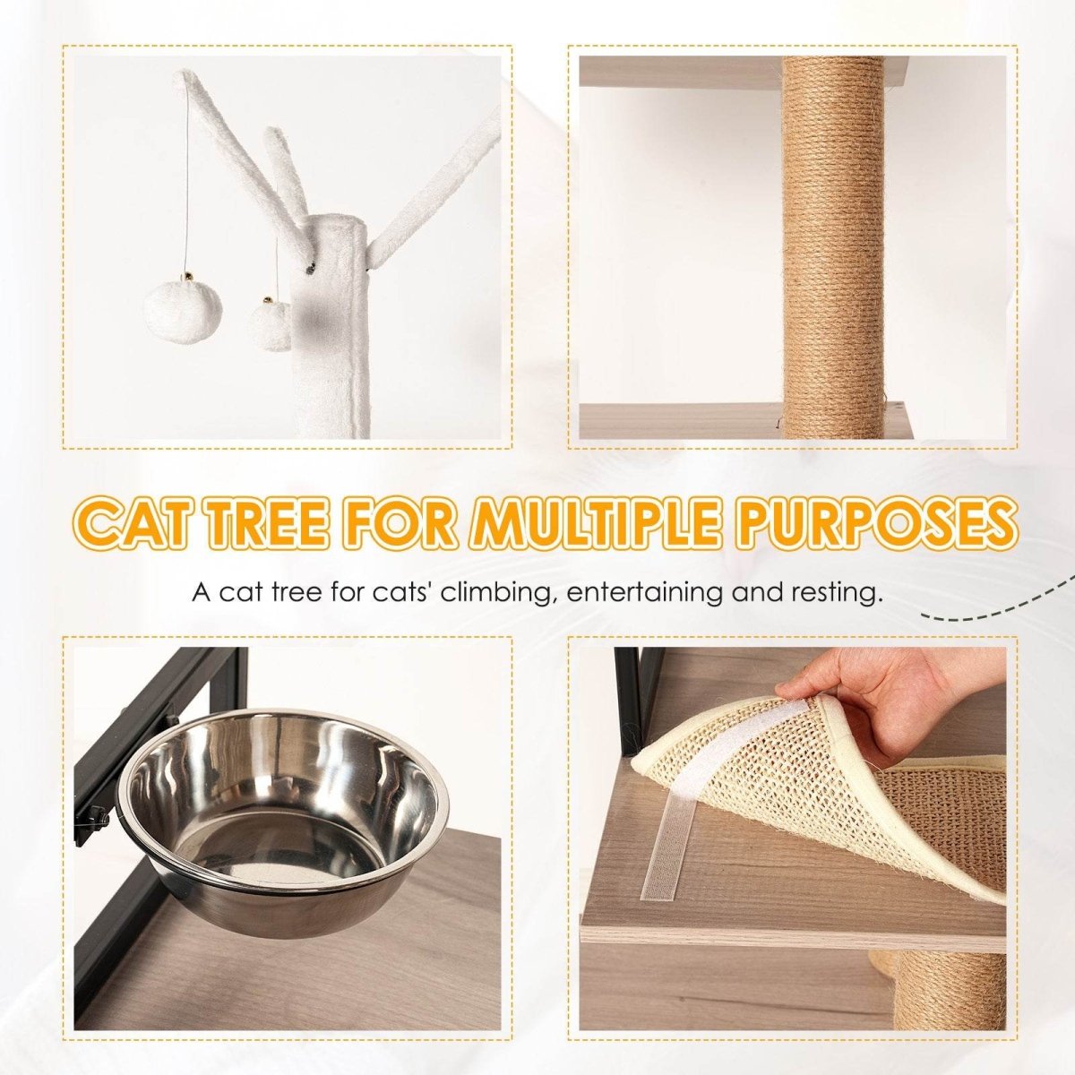 3 - in - 1 Space - Saving Cat Tree With Litter Box Enclosure - Driftwood - Omega Lifestyles