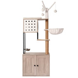 3 - in - 1 Space - Saving Cat Tree With Litter Box Enclosure - Driftwood - Omega Lifestyles