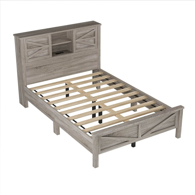 3-Piece Antique Gray Farmhouse Platform Bed Set - Omega Lifestyles