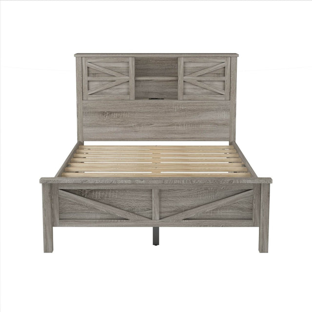 3-Piece Antique Gray Farmhouse Platform Bed Set - Omega Lifestyles