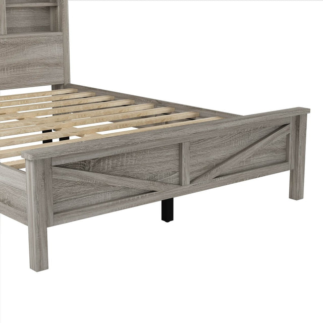 3-Piece Antique Gray Farmhouse Platform Bed Set - Omega Lifestyles