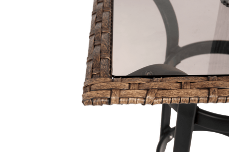 3 - Piece Outdoor Brown Steel Rattan Bar Stools Set - Driftwood - Omega Lifestyles