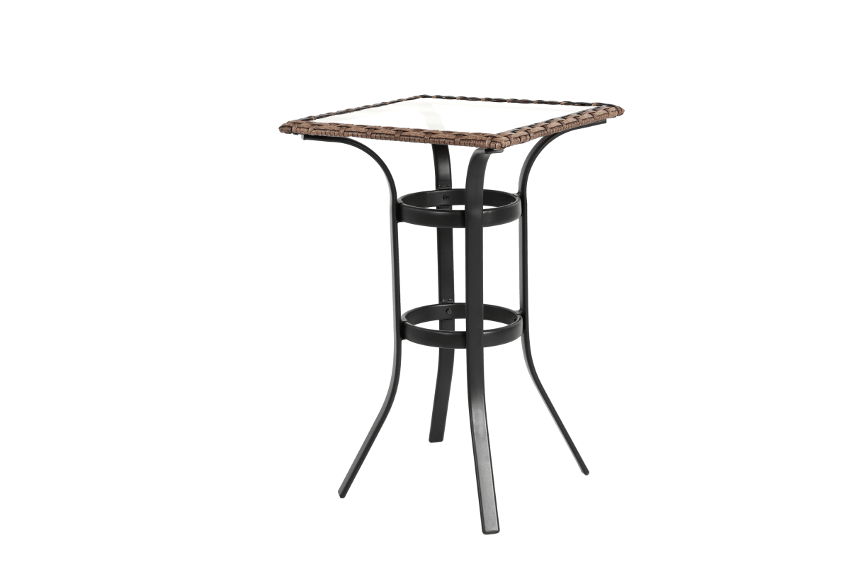 3 - Piece Outdoor Brown Steel Rattan Bar Stools Set - Driftwood - Omega Lifestyles