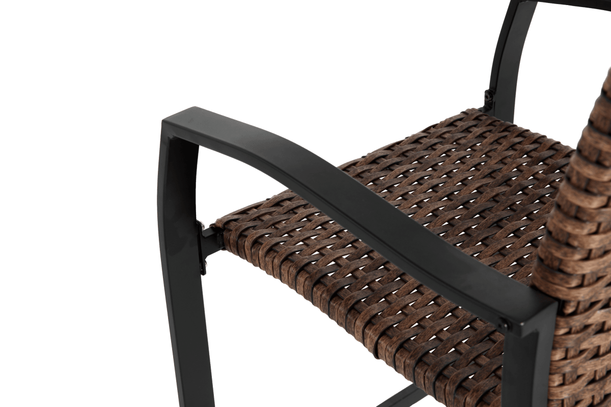 3 - Piece Outdoor Brown Steel Rattan Bar Stools Set - Driftwood - Omega Lifestyles