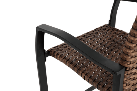 3 - Piece Outdoor Brown Steel Rattan Bar Stools Set - Driftwood - Omega Lifestyles