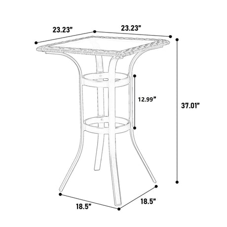 3 - Piece Outdoor Brown Steel Rattan Bar Stools Set - Driftwood - Omega Lifestyles