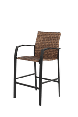 3 - Piece Outdoor Brown Steel Rattan Bar Stools Set - Driftwood - Omega Lifestyles